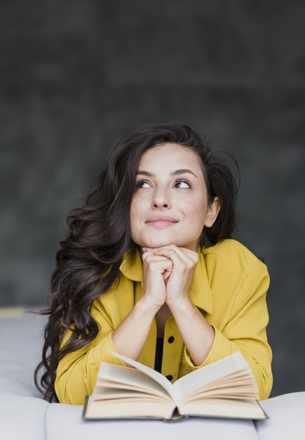 woman with book