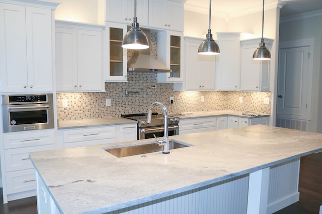 White marble modern kitchen countertop